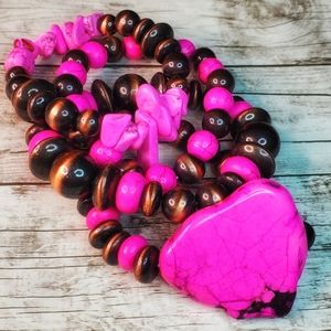 Pink natural stone copper navajo pearl bracelet